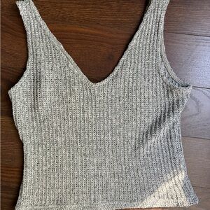 Aqua Heather Gray Ribbed Tank Top
